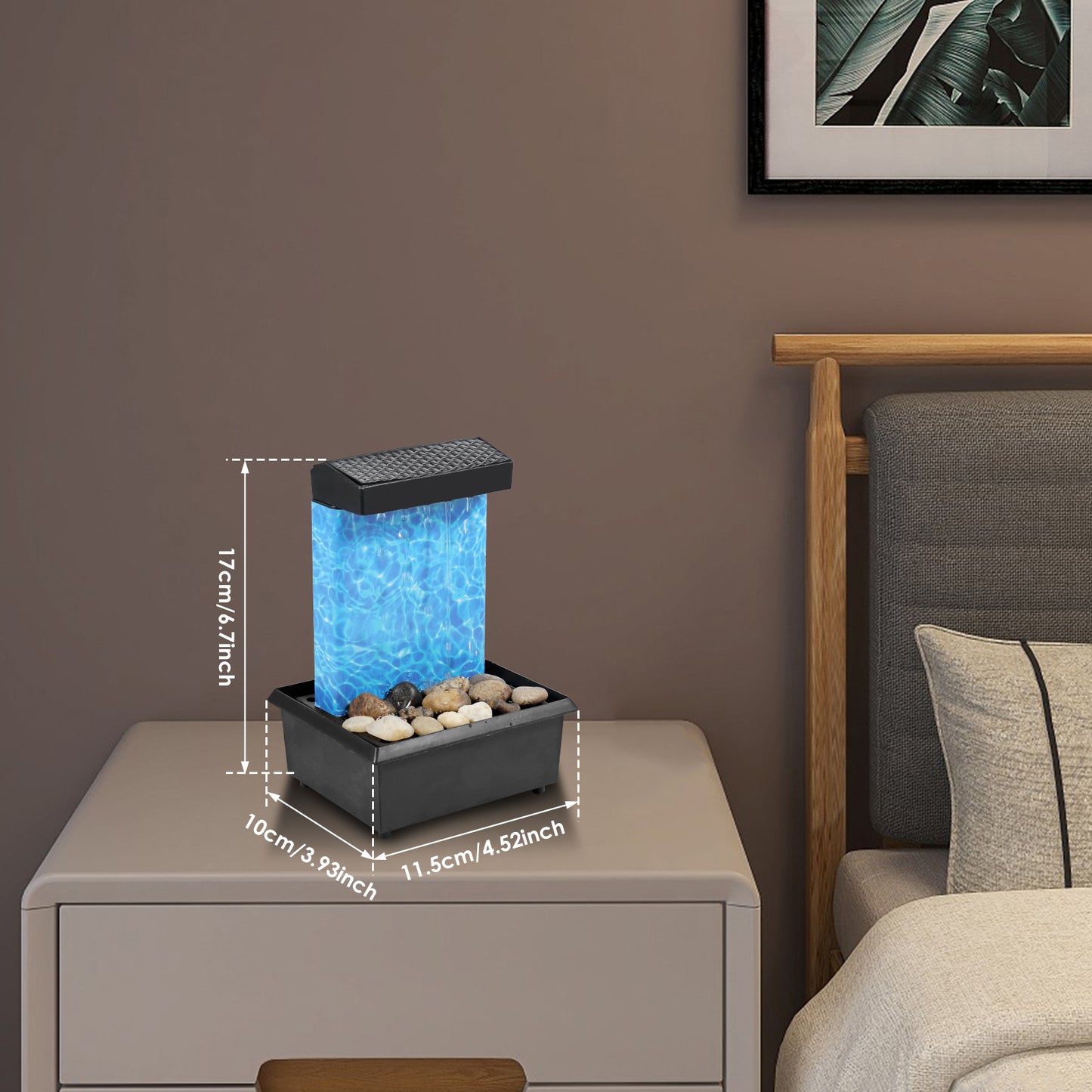 Tabletop Fountain with Light Mini Indoor Water Fountain Feature Zen Meditation image 9