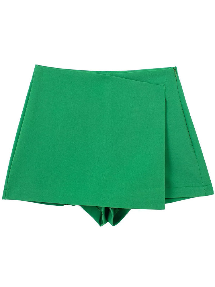 Willshela Women Fashion Solid Asymmetrical Side Zipper Skirts Shorts Vintage Hi image 14