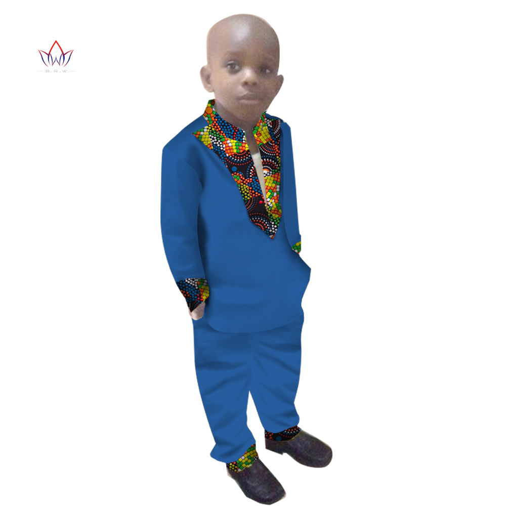 Boys Clothes African Dashiki Kids Clothing LongoingSleeves Plus Solid Color Lon image 4