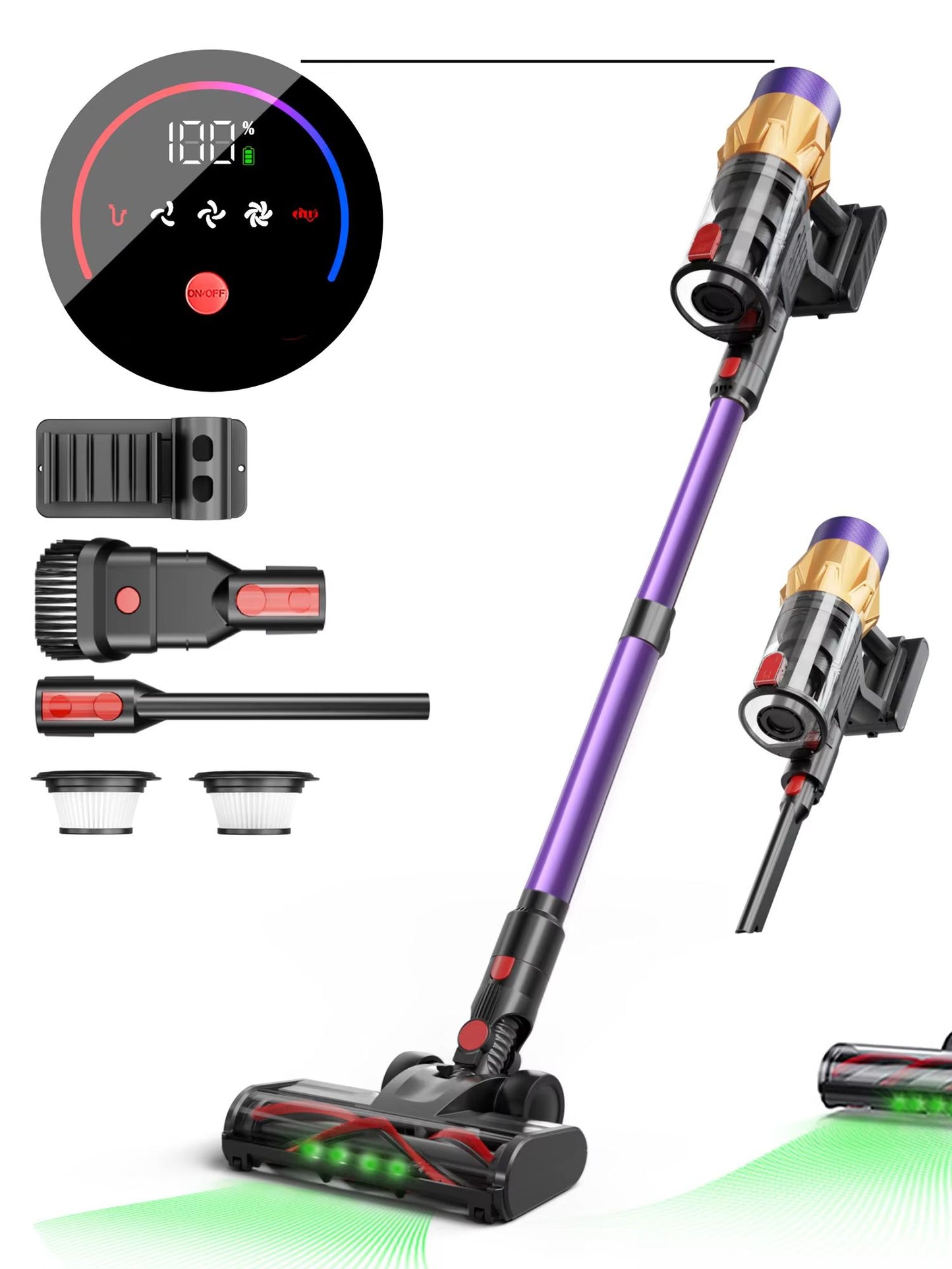 Cordless Handheld Vacuum Cleaner V18 Purple,45KPA,Touch Screen,Smart Dust Senso image 1