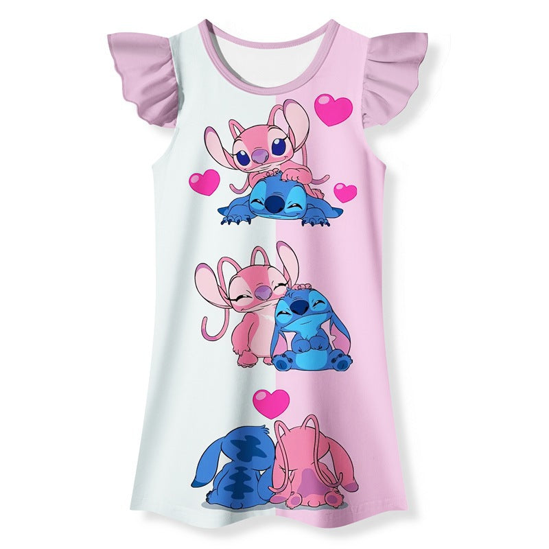 Disney Baby Girls Dress Cute Stitch Printed Children's Casual Dresses Kids Girl image 1