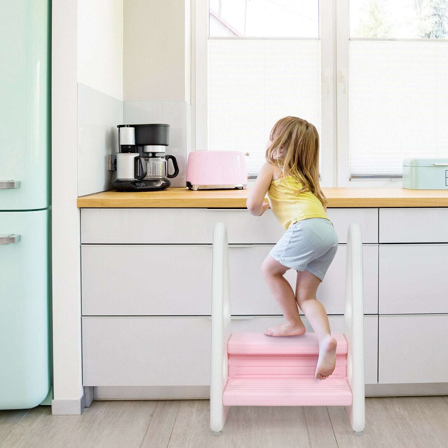 Kids Step Stool Learning Helper w/Armrest for Kitchen Toilet Potty Training image 4