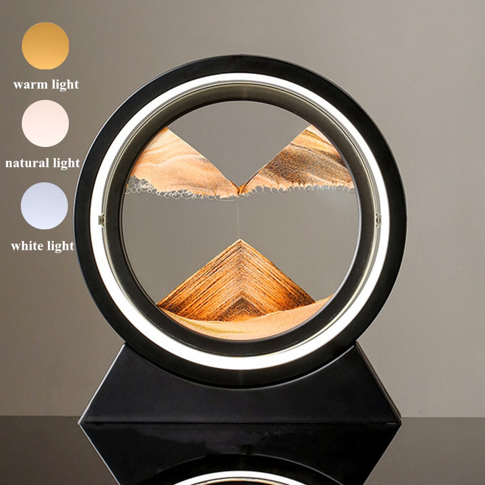 LED Table Lamp Moving 3D Sand Art Picture Deep Sandscape In Motion Display image 3