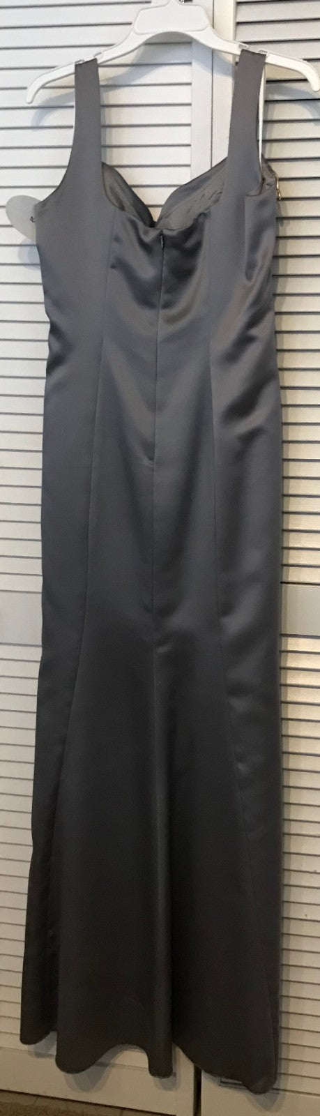 Watters & Watters Women Satin Gray Teardrops Sleeveless Full-Length Size 8 image 1