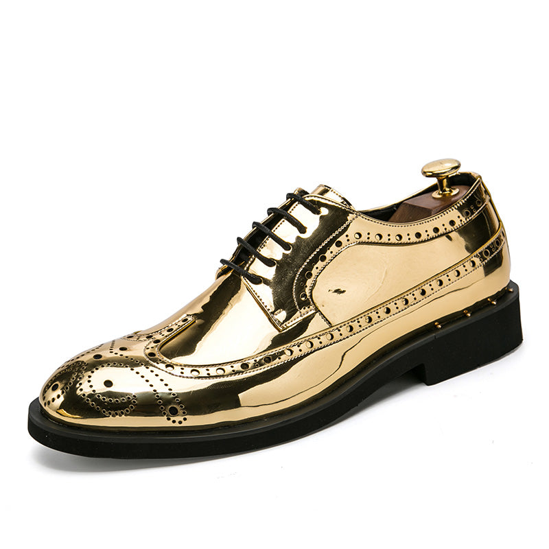 Brand Men Dress Shoes gold Glitter Men Formal Shoes Moccasins Italian Leather L image 2