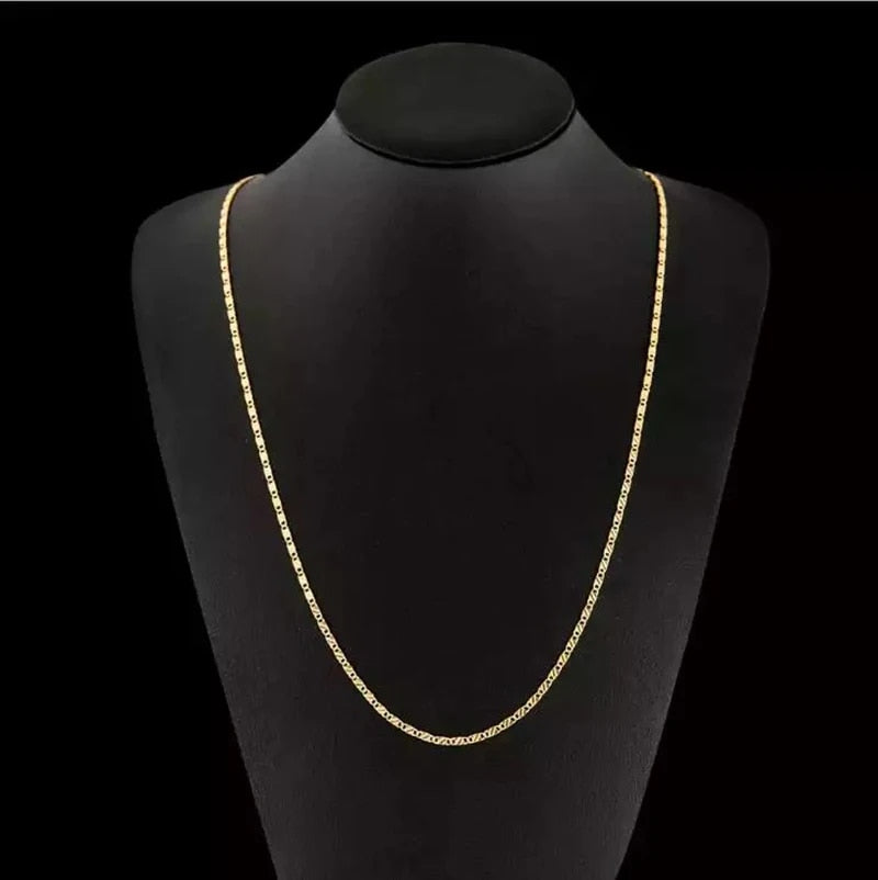 Fashion 18k Gold Necklace 2MM 16/18/20/22/24/26/28/30 Inch Side Chain Necklace image 5