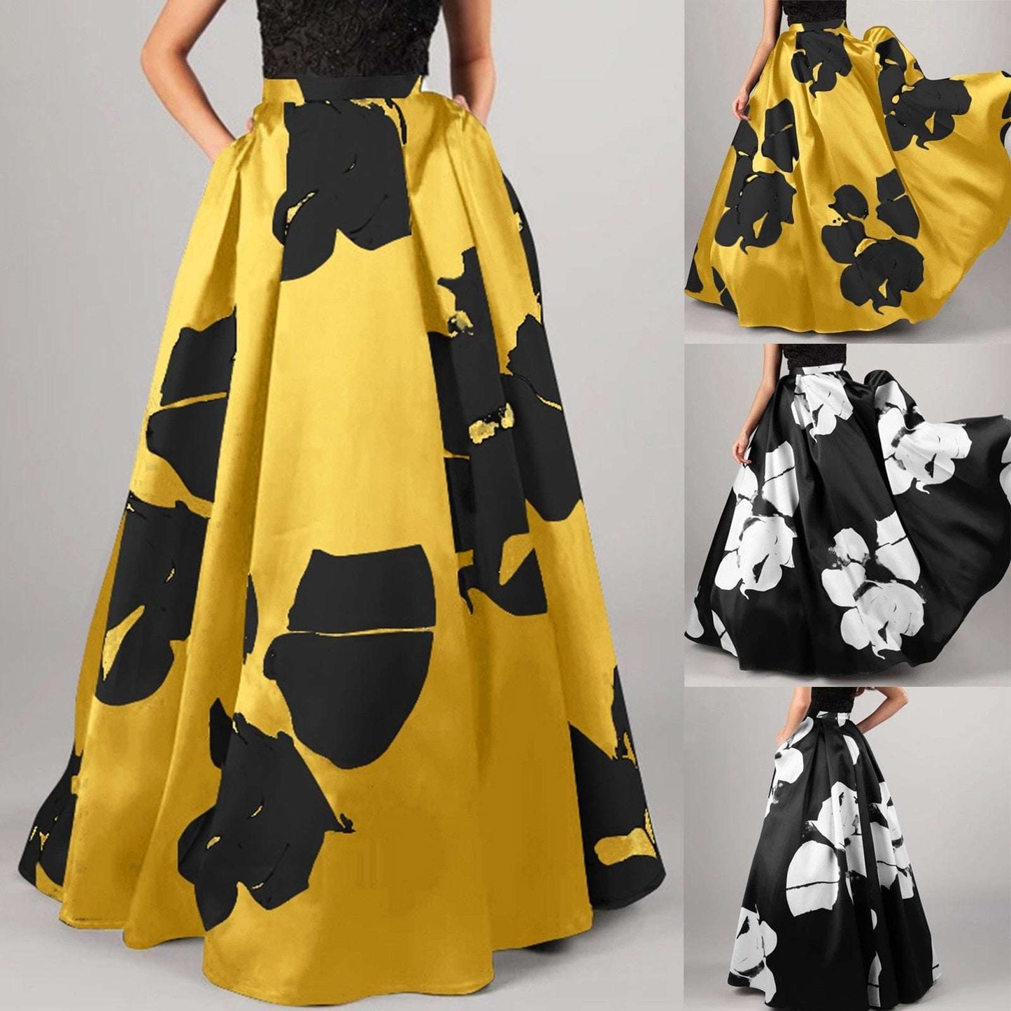 Long Skirts for Women Summer Gold Tummy Control Printed Maxi Skirts for Women F image 13