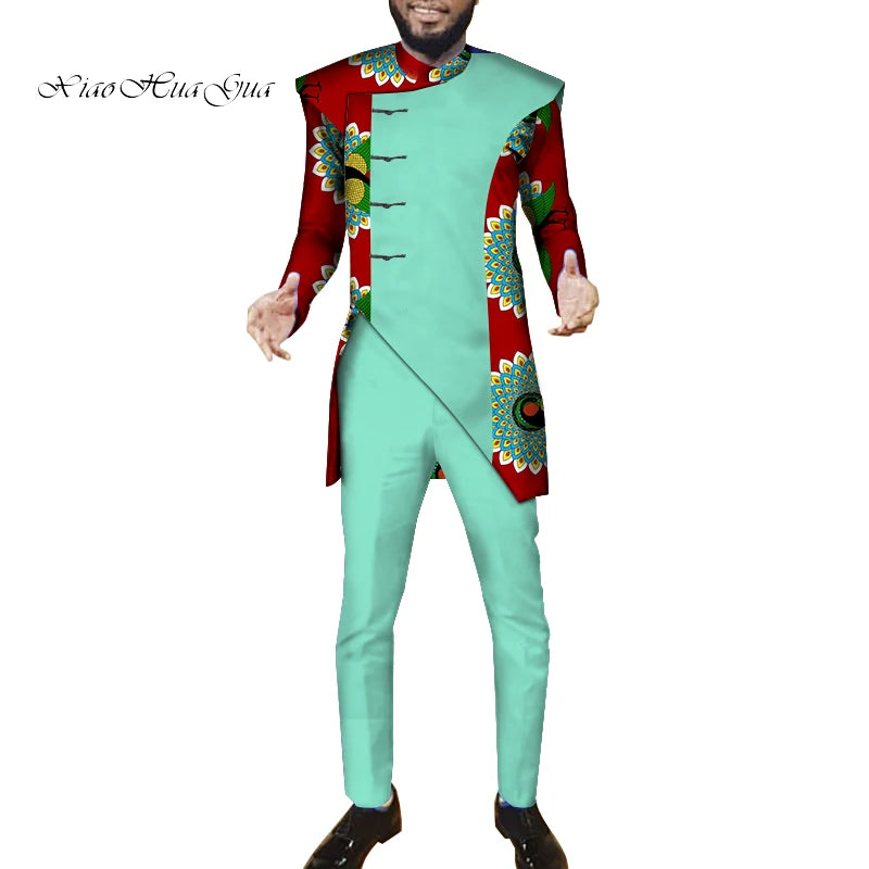 African Men Suits Sets Tops+Trousers Fashion Printing African Clothes for Men F image 5
