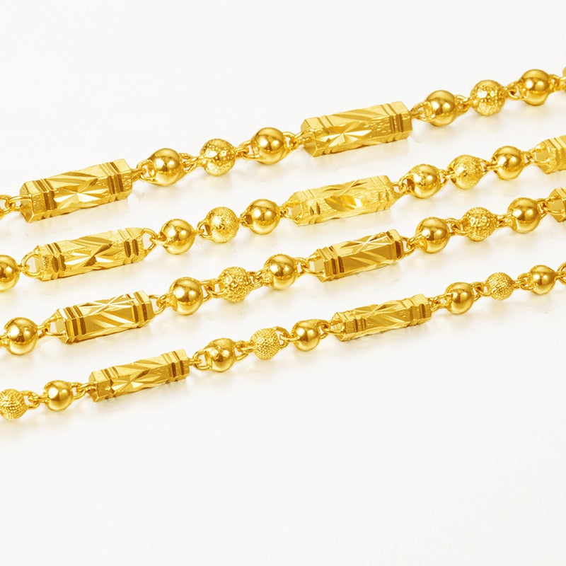 Simple Male 18K Gold Necklace Hexagonal Buddha Bamboo Chain Fine Jewelry image 0