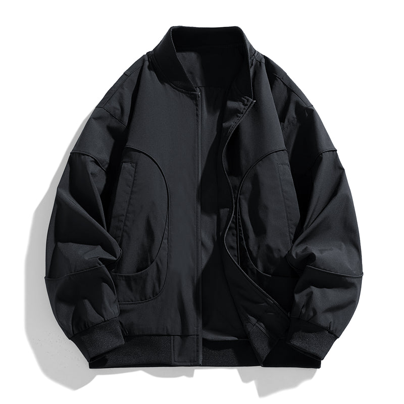 V-Neck Baseball Jacket Oversize Men's Windbreaker Aviator Coat Fashion Patchwor image 4