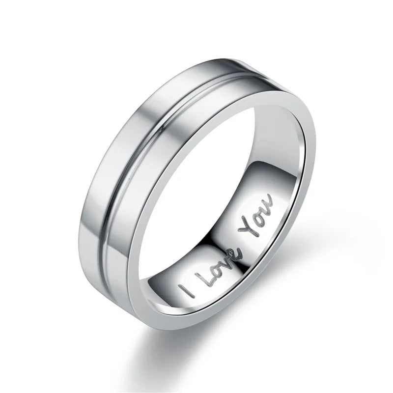 Fashion Women Men Titanium Steel Ring Classic Letter I Love You Rings Gold Colo image 7