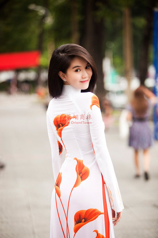Authentic Vietnam Women Ethnic Clothing Aodai Dress Traditional Two Pieces Set image 6