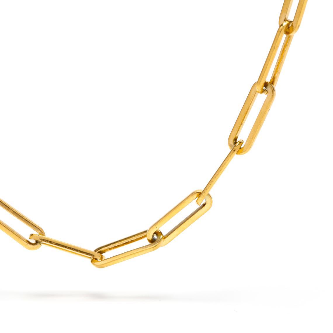 2021 Hot Fashion Paperclip Link Chain Women Necklace Stainless Steel Gold Color image 2
