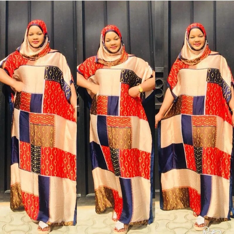 Free Size New Chiffon Super African Dashiki Traditional Party Dress with Scar image 3