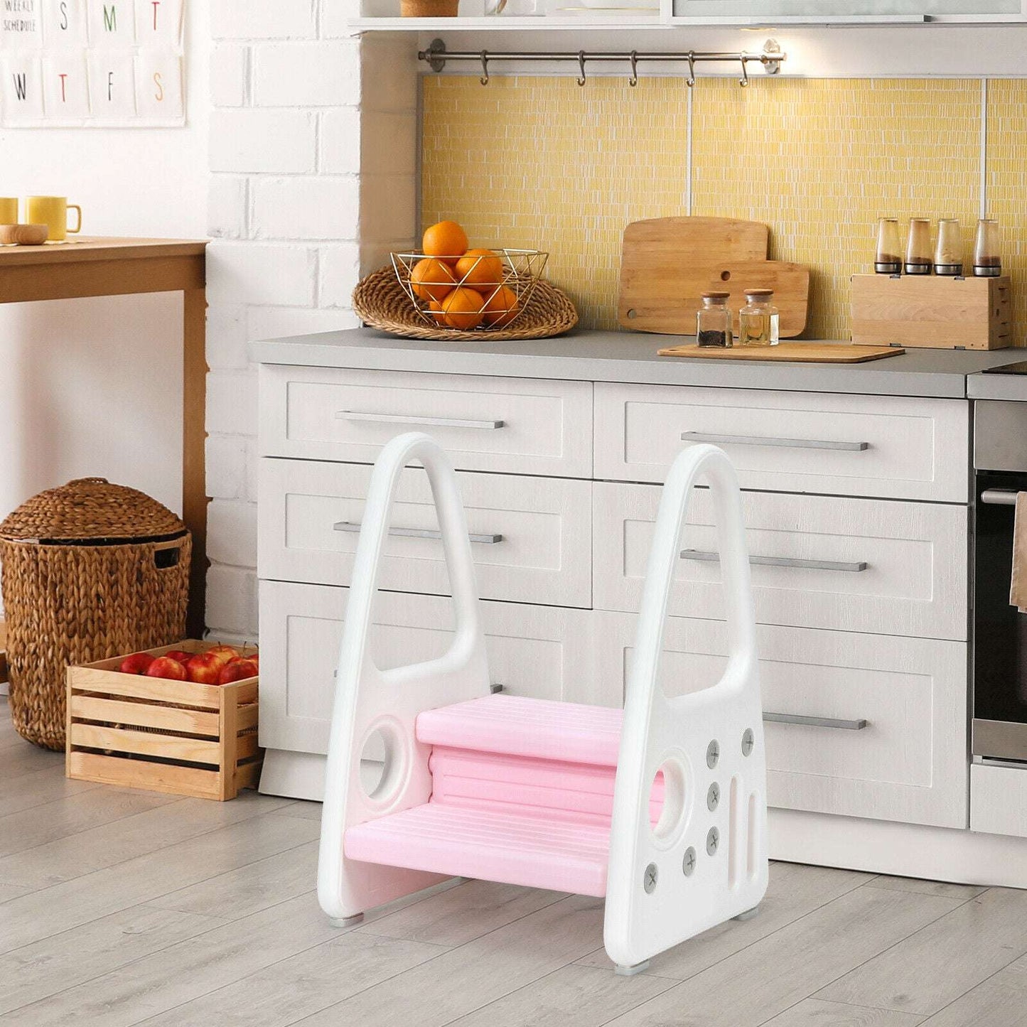 Kids Step Stool Learning Helper w/Armrest for Kitchen Toilet Potty Training image 6