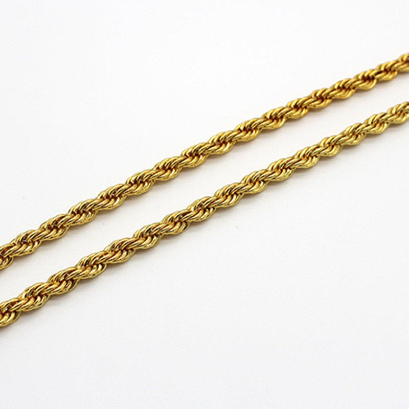 24k Gold Plated Necklace For Men Original Hiphop Bar Rap Rope Chain Africa Jewe image 10