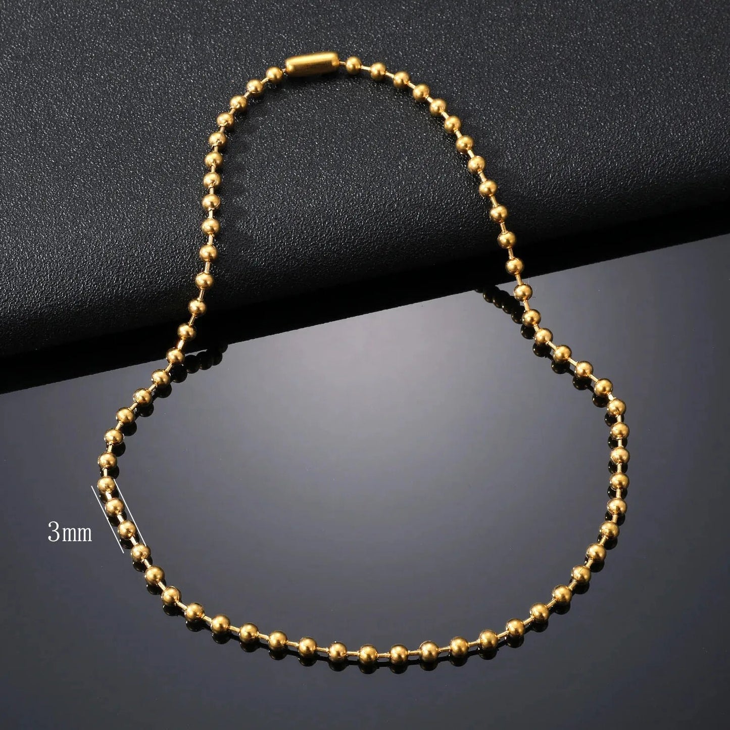 3/6/8mm Stainless Steel Ball Bead Necklaces For Women Men Gold/Silver Color Met image 3