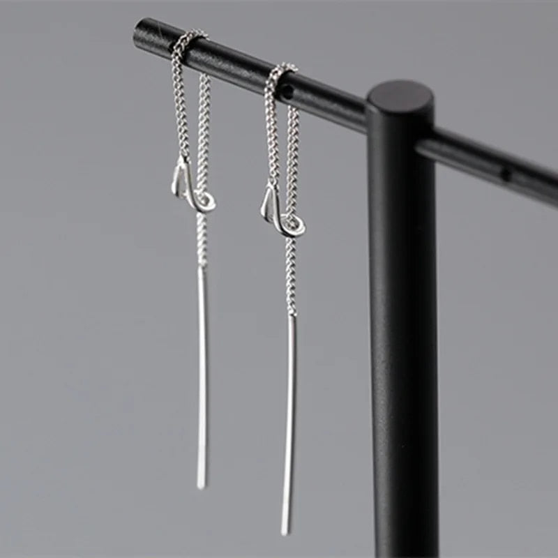 Black Heart Ear Line Long Hanging Earrings for Women Gold Color Ear Wire Pierci image 8