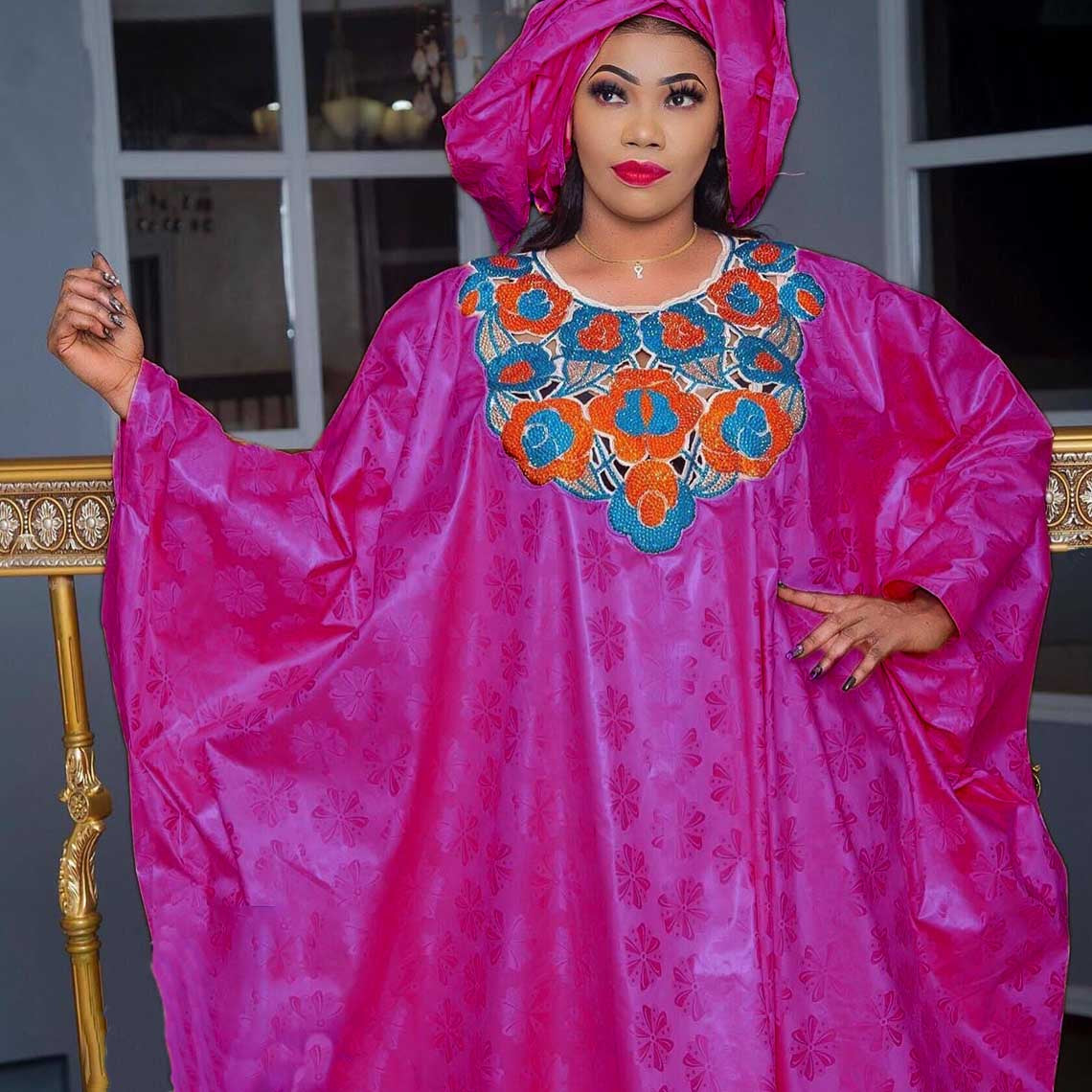 Original Bazin Riche Long Dresses For African Women Party Traditional Wedding F image 8