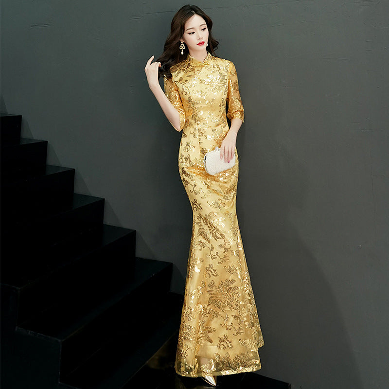 Prom Party Gorgeous Women Dress Plus Size 3XL Vestidso Lace Elegant Lady Cheongsam image 5