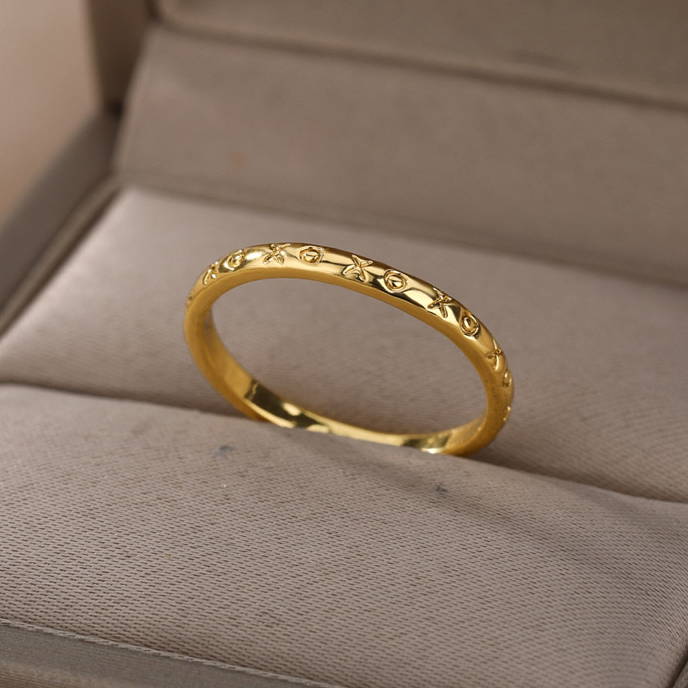 Simple Rings For Women Men Gold Color Stainless Steel Male Female image 0