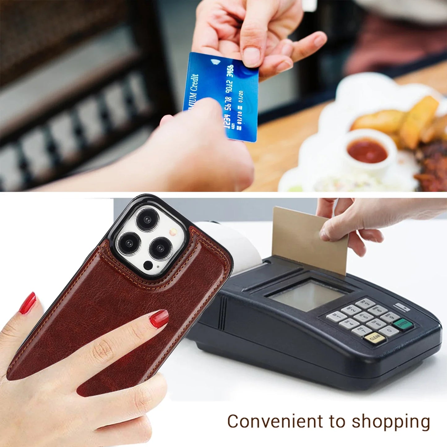 PU Leather for iPhone 15 14 13 12 11 Pro Max XR XS Max Wallet Case with Card Sl image 9