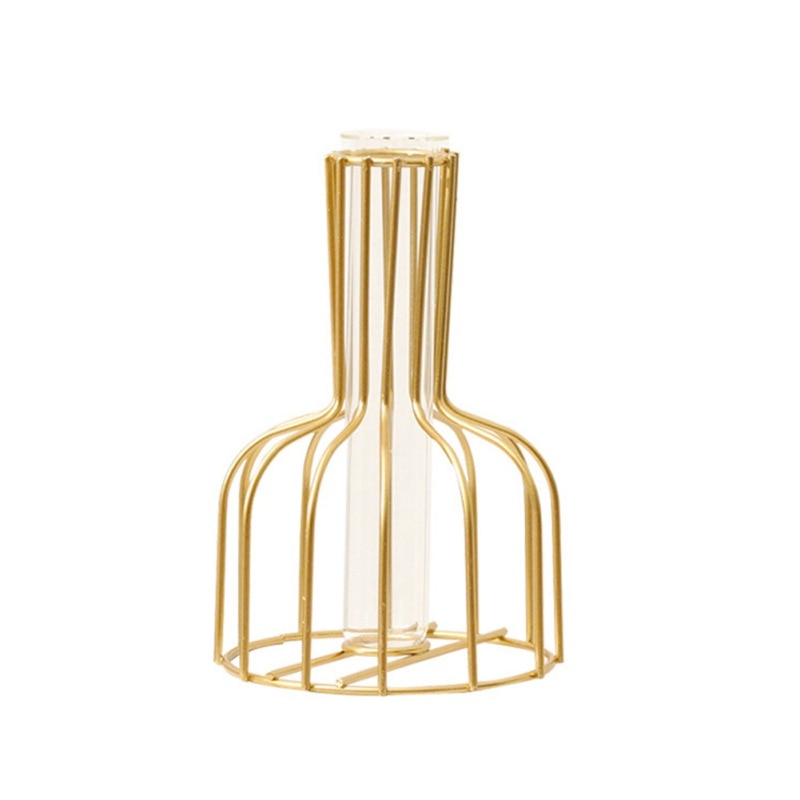 Simple Golden Glass Vase Flower Stand Iron Home Decor Hydroponic Plant Flower V image 6