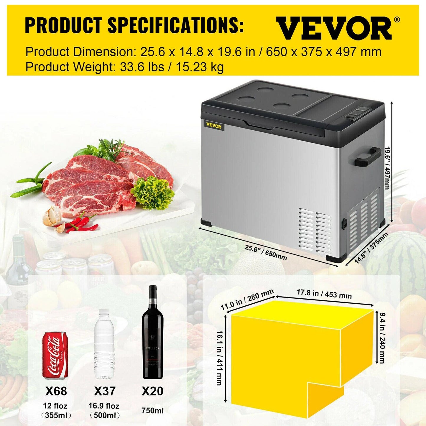 VEVOR 30L 40L 50L Mini Car Refrigerator Portable Fridge Freezer 12/24V DC 110-2 image 2