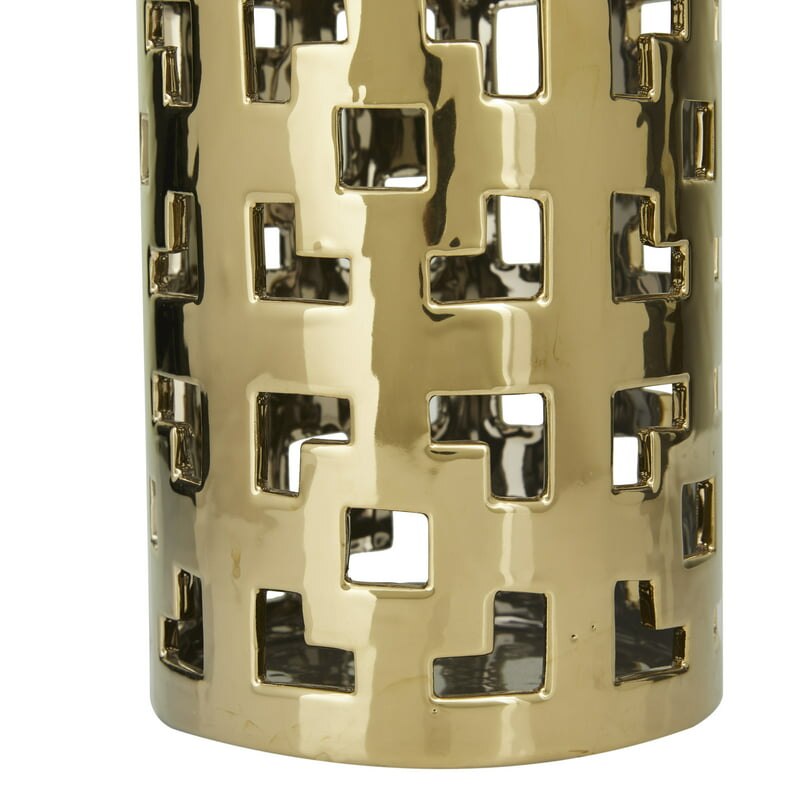 Gold Ceramic Vase with Gold Cut Out Accents Chinese vase Vases for flowers Deco image 4
