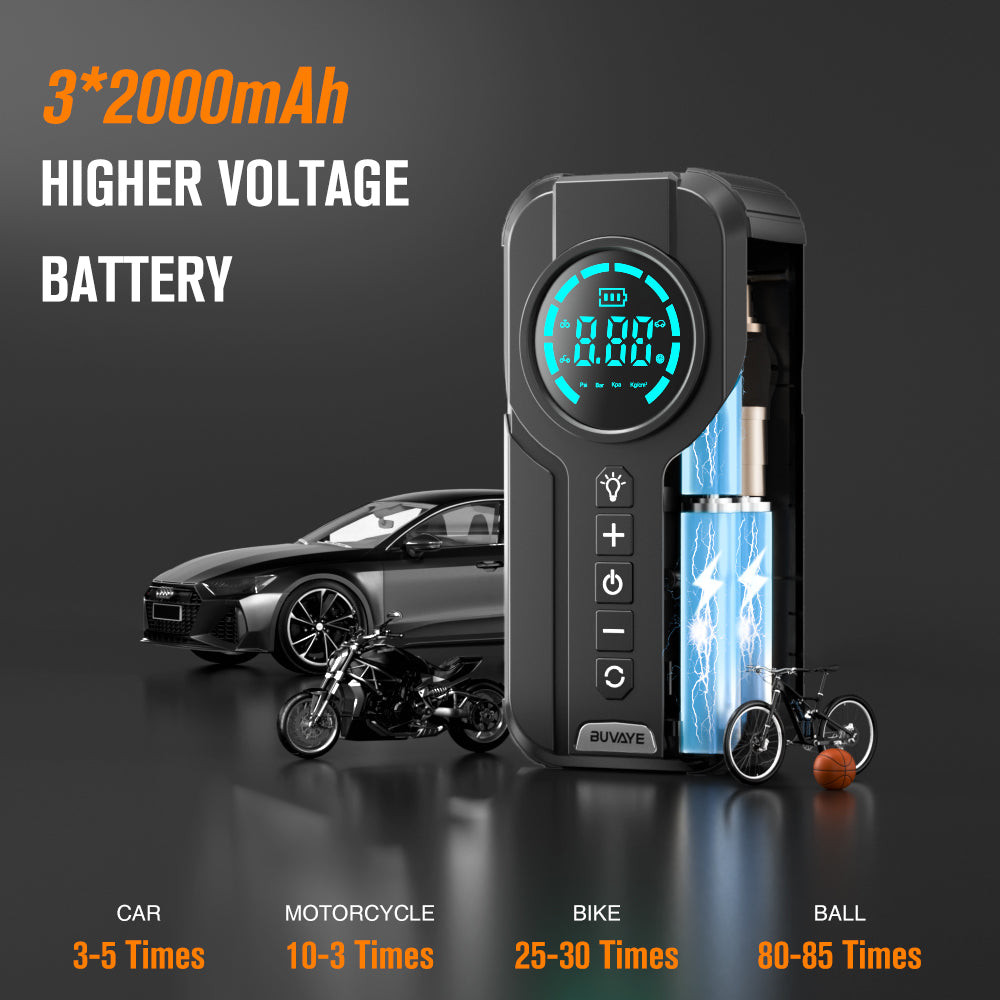 BUVAYE Portable Inflatable Pump Car Inflator Tire Pump Car Air Compressor for M image 7