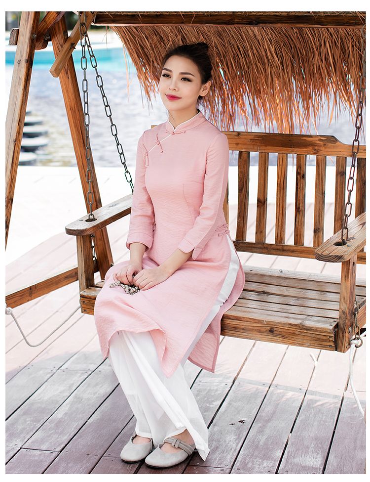 Oriental Style Ao Dai Vietnam Traditional Clothing Dress For Women Graceful Chi image 6