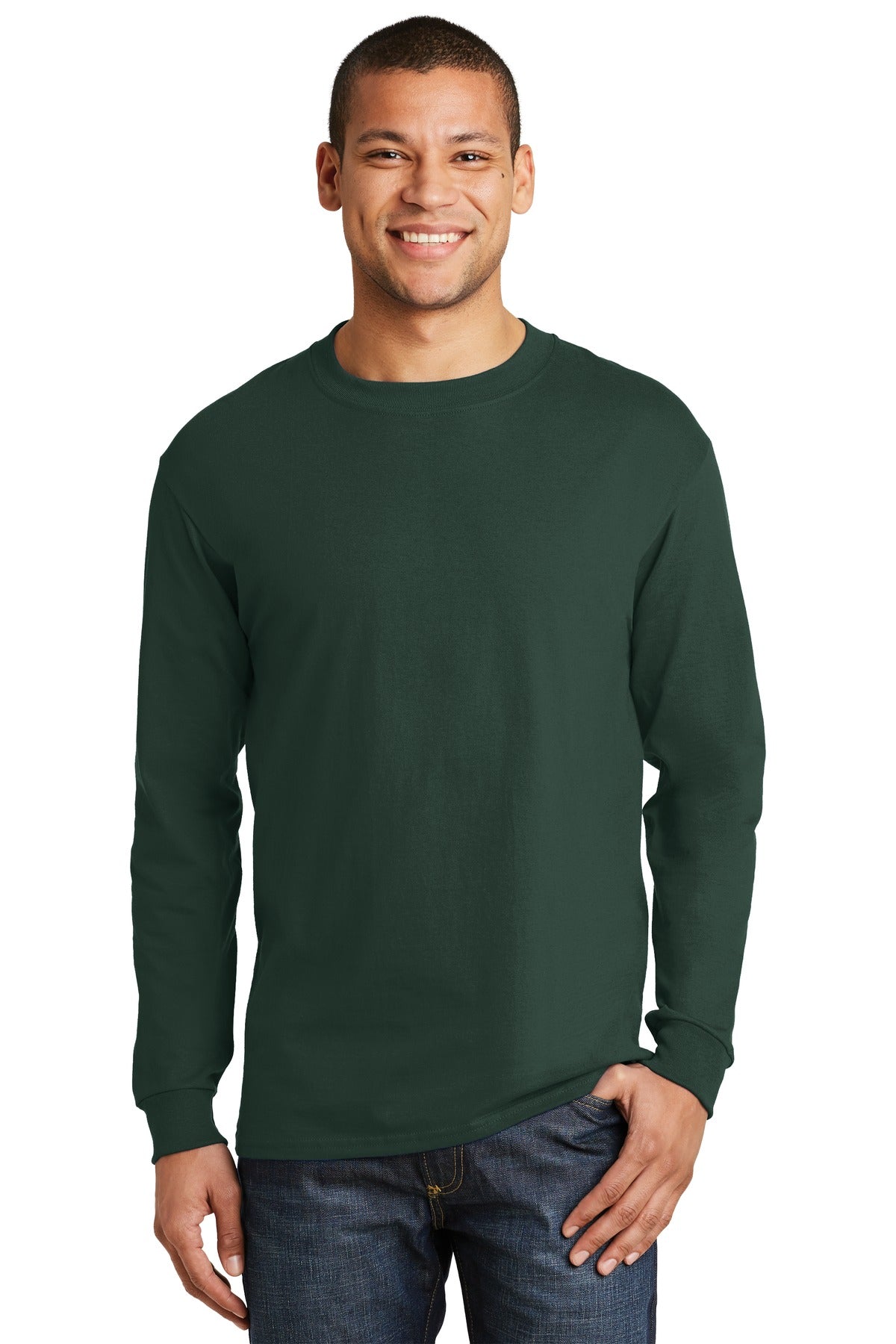 Hanes® Beefy-T® - Camiseta de manga larga 100% algodón. 5186