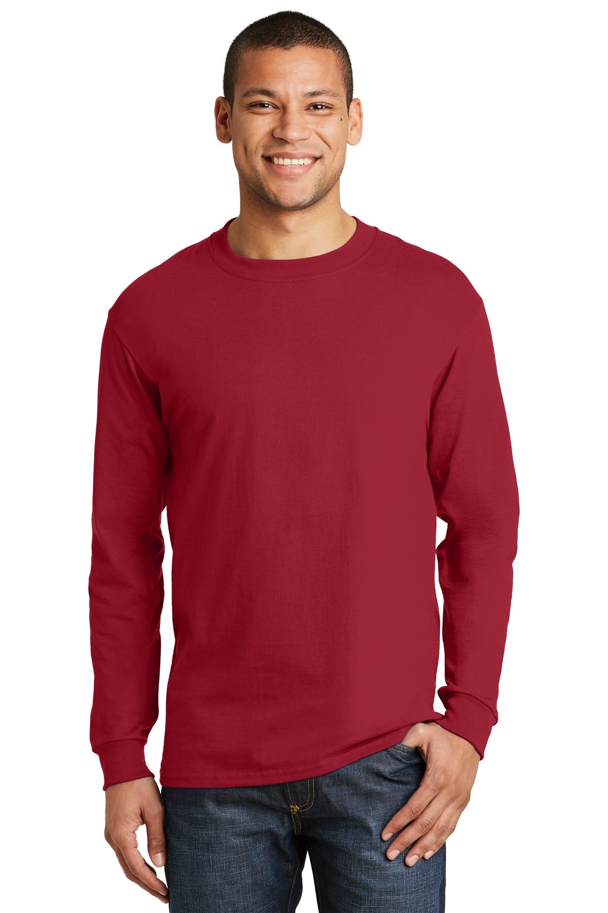 Hanes® Beefy-T® - Camiseta de manga larga 100% algodón. 5186