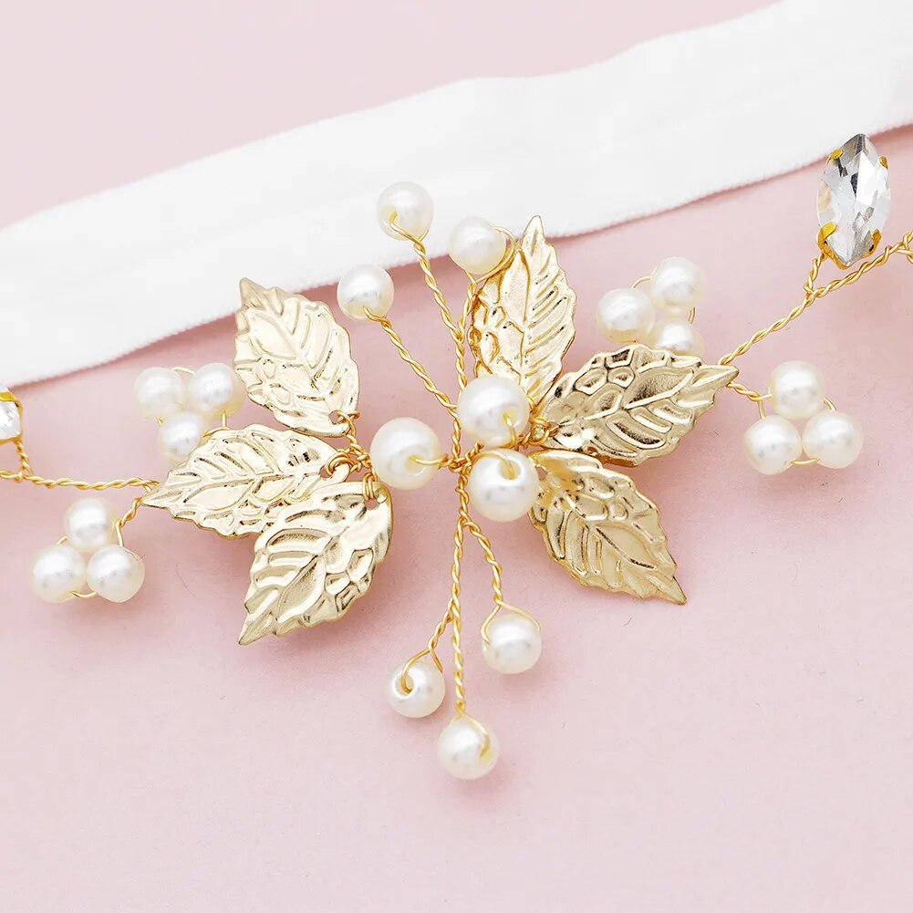 Jewelry Crystal Wedding European and American bridal garter Gold Leaf Wedding D image 5