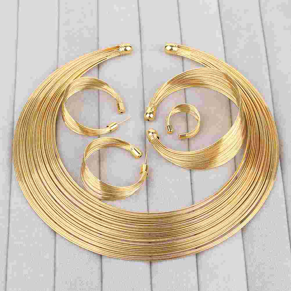 African Style Tribal Handmade Gold Plated Jewelry Suit for Bridal Wedding Neckl image 4