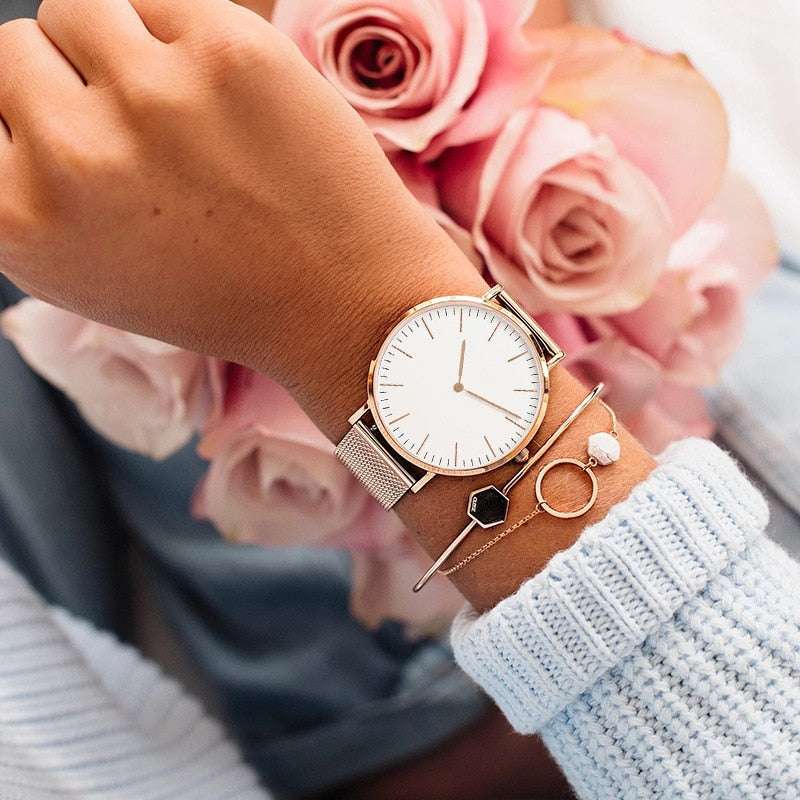 Luxury Rose Gold Watch Women Bracelet Watches Top Brand Ladies Casual Quartz Wa image 6