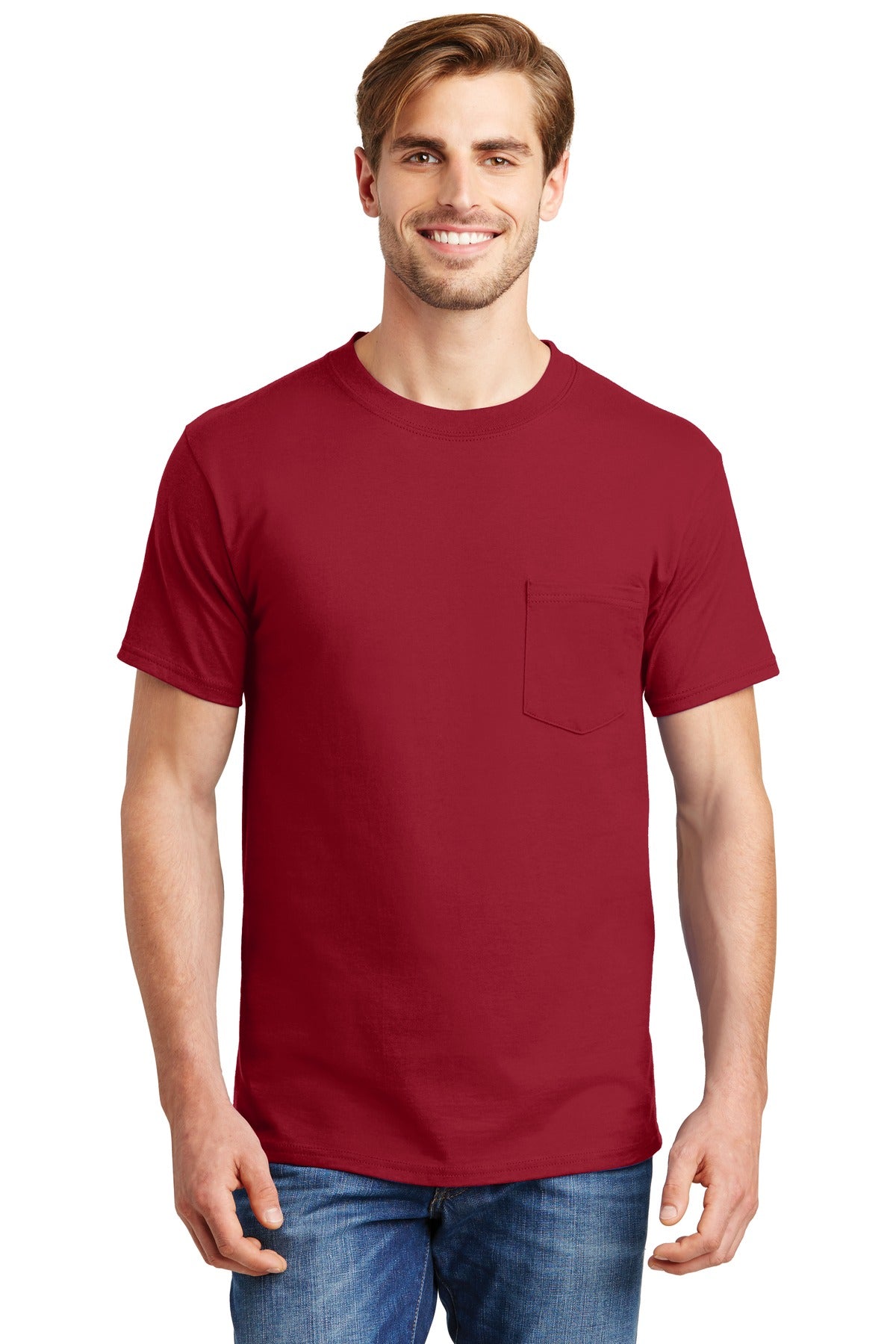 Hanes® Beefy-T® - Camiseta 100% algodón con bolsillo. 5190