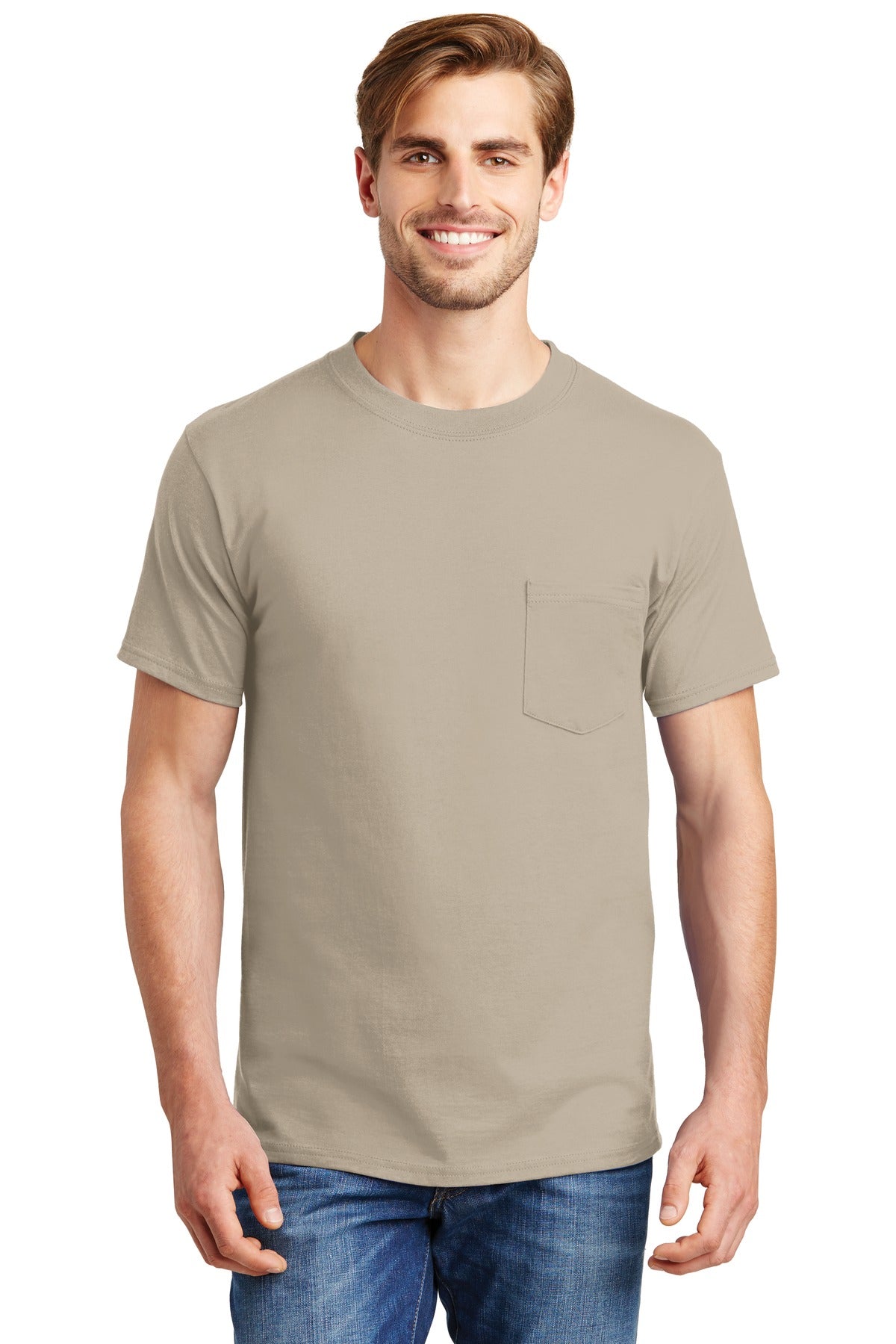 Hanes® Beefy-T® - Camiseta 100% algodón con bolsillo. 5190