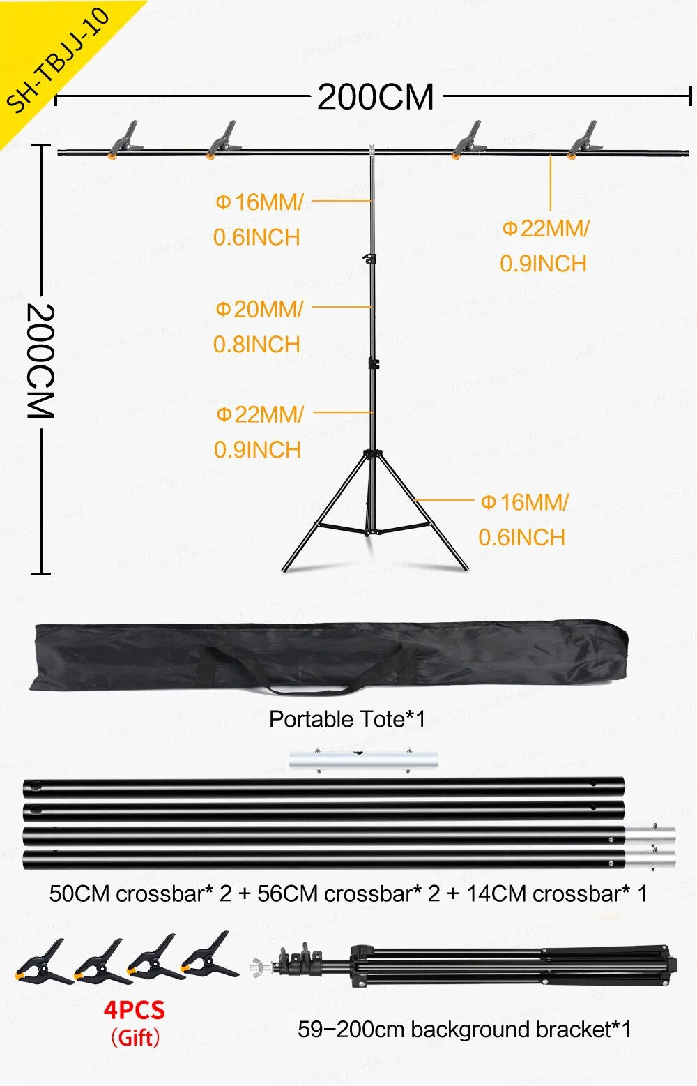 T Stand Background for Backdrop Wall Photography Adjustable Support System Phot image 3