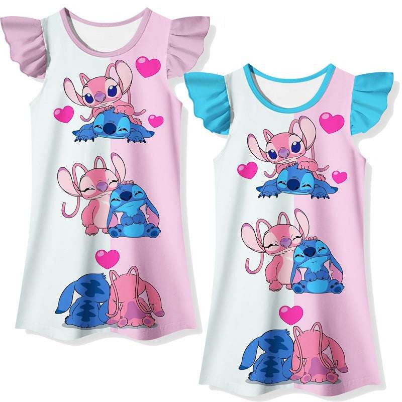 Disney Baby Girls Dress Cute Stitch Printed Children's Casual Dresses Kids Girl image 4