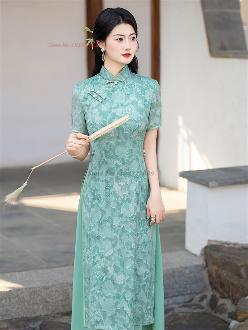 2024 vietnam aodai dress improved cheongsam vietnam traditional dress national image 1