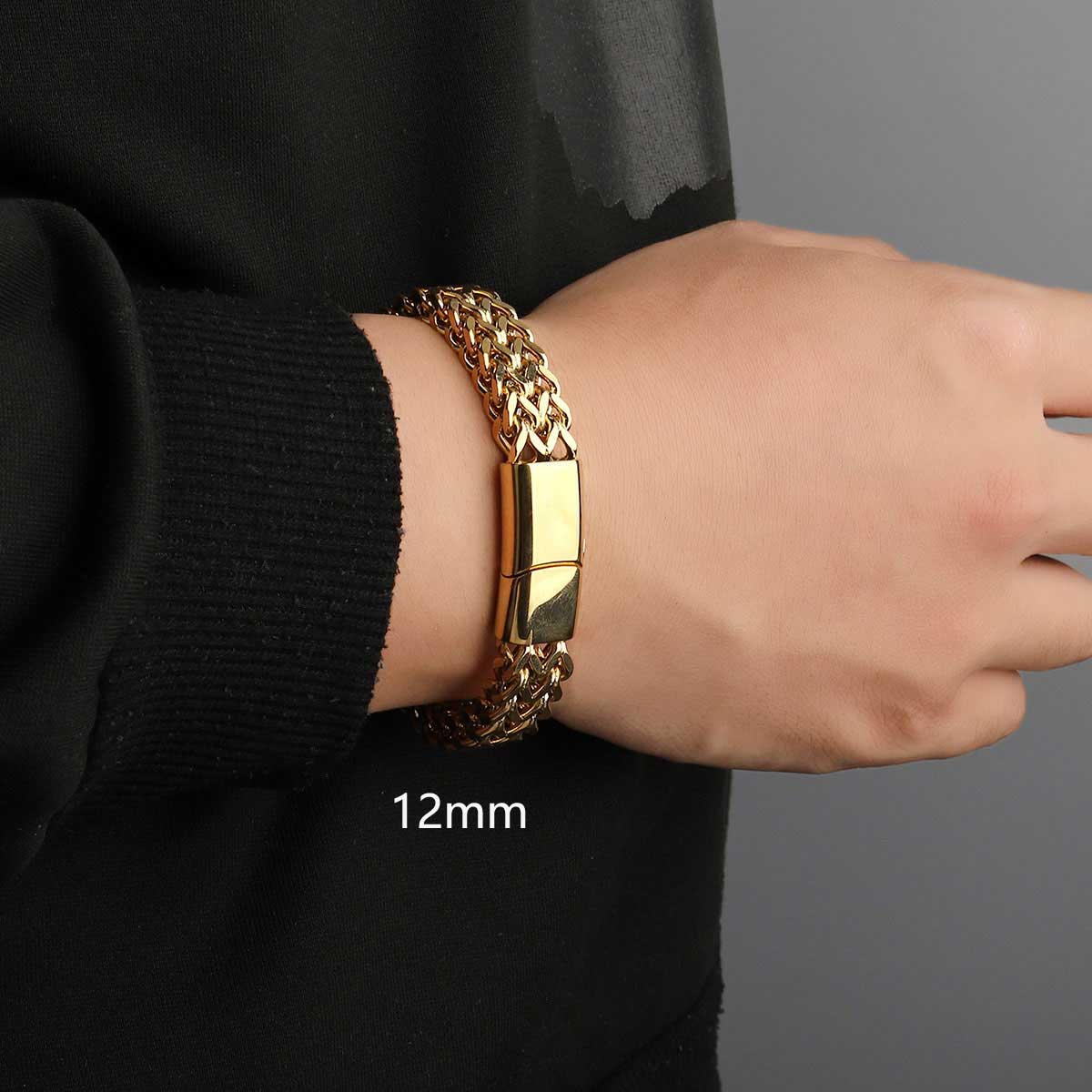 18K Gold Color Stainless Steel Double-laye Braided Link Bracelets With Magnetic image 7