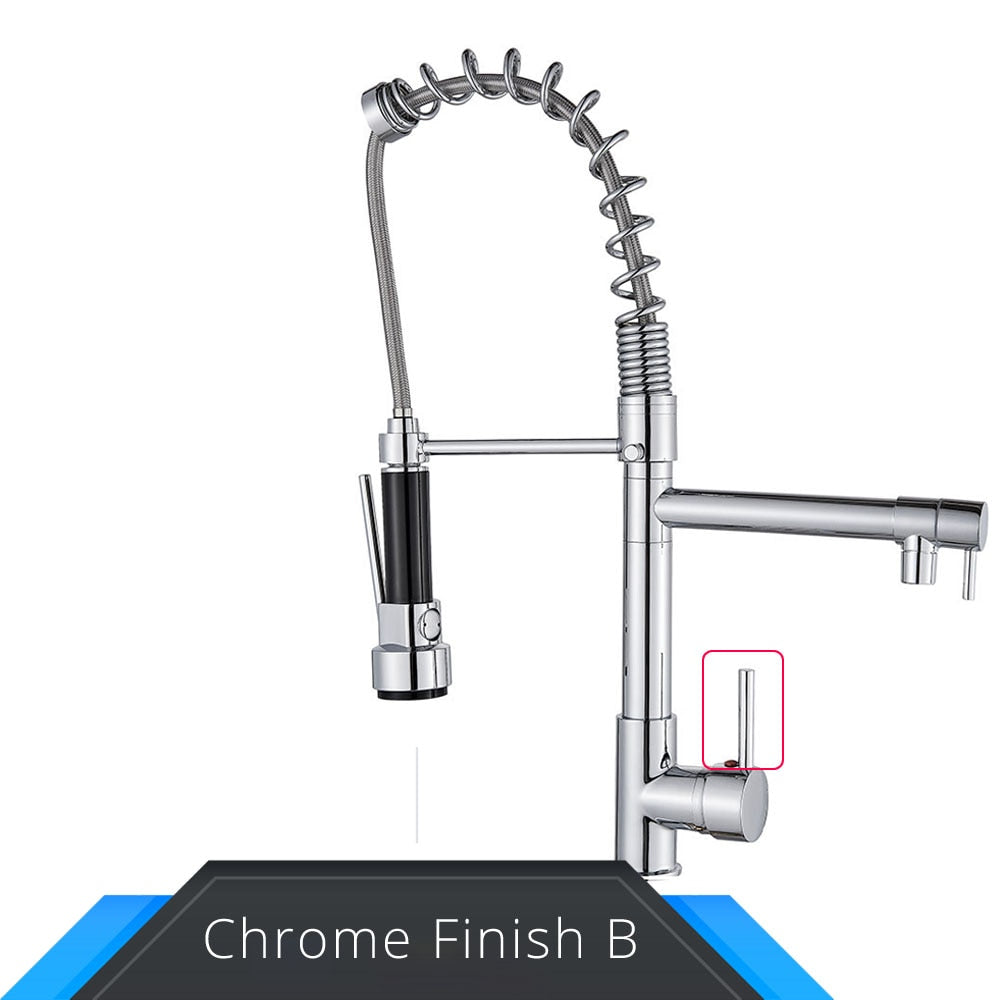 Rozin Black and Rose Golden Spring Pull Down Kitchen Sink Faucet Hot & Cold Wa image 2