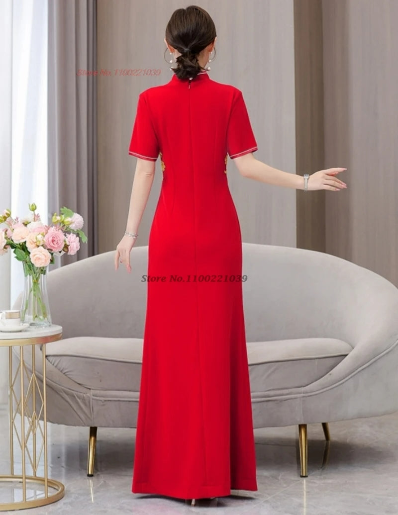 2024 vietnam aodai dress dress national flower embroidery improved dress cheong image 5