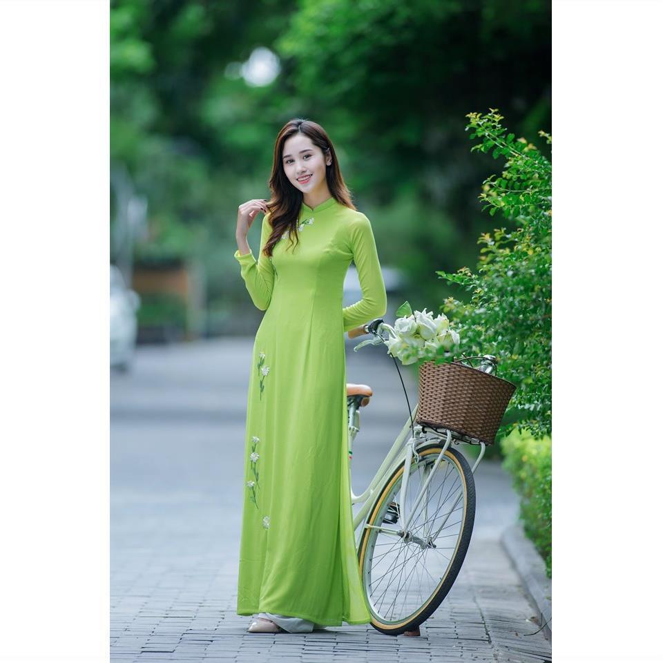 2024 vietnam classic style aodai dress full sleeve women flower printing aodai image 3
