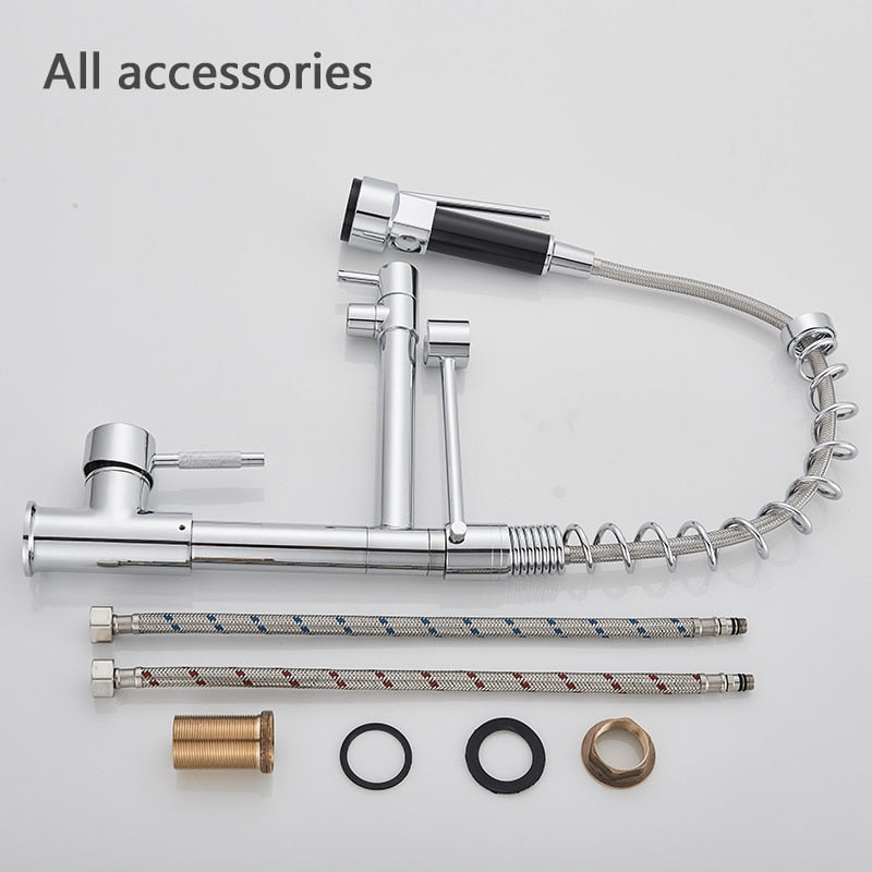 Rozin Black and Rose Golden Spring Pull Down Kitchen Sink Faucet Hot & Cold Wa image 15