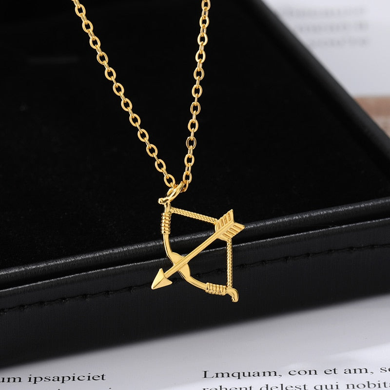 2020 Trend Bow and Arrow Necklace for Women Men Collar Stainless Steel Gold image 5