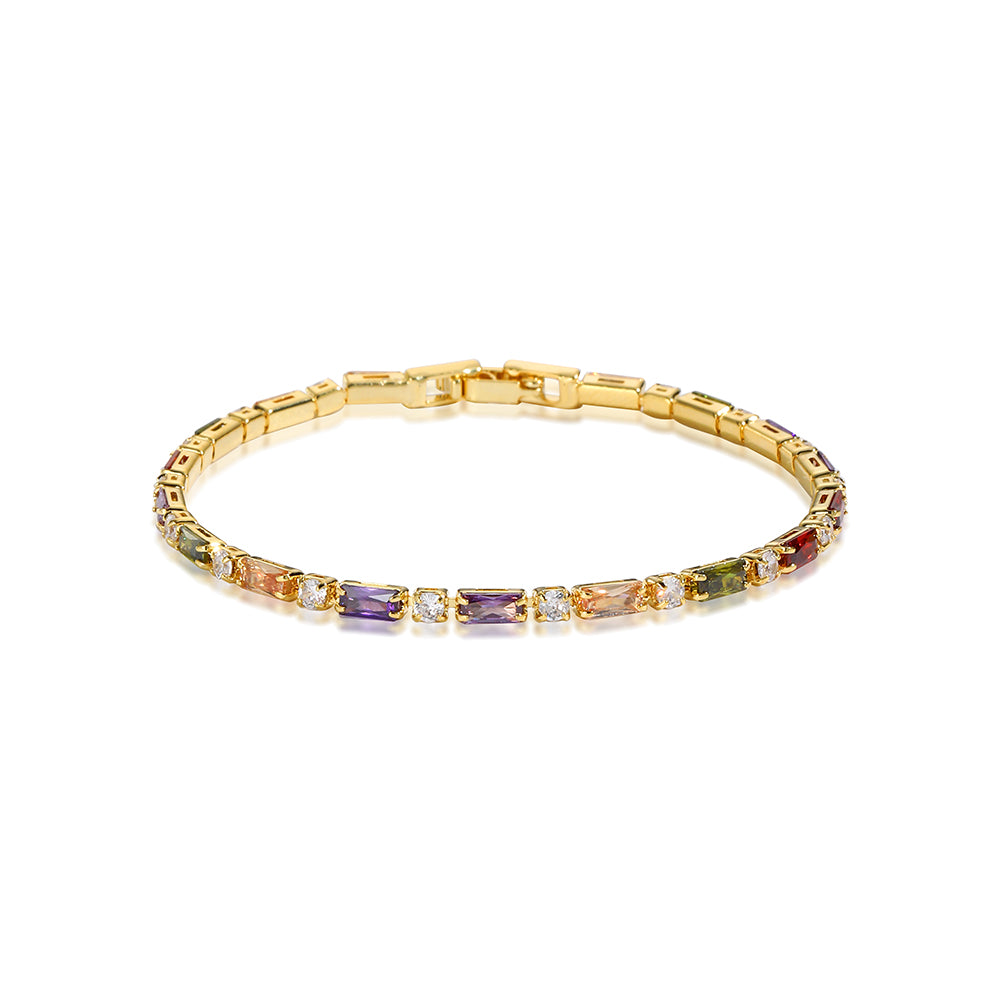 2022 New Rainbow Crystal Tennis Bracelets For Women Bracelet Set 18K Gold Silve image 11