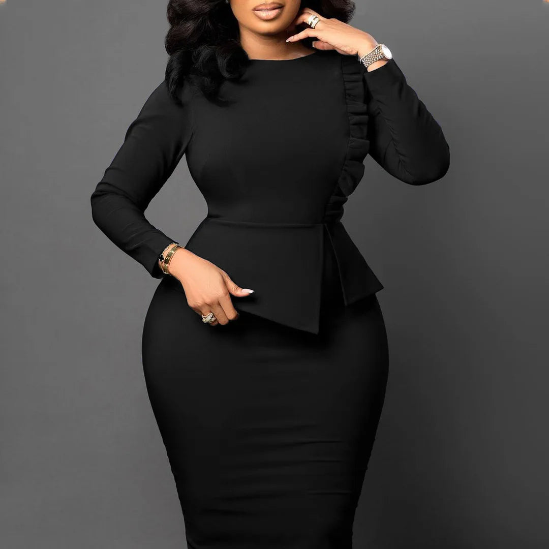 African Dresses for Women 2023 Spring Bodycon Midi Dress Daily Elegant High Wai image 2