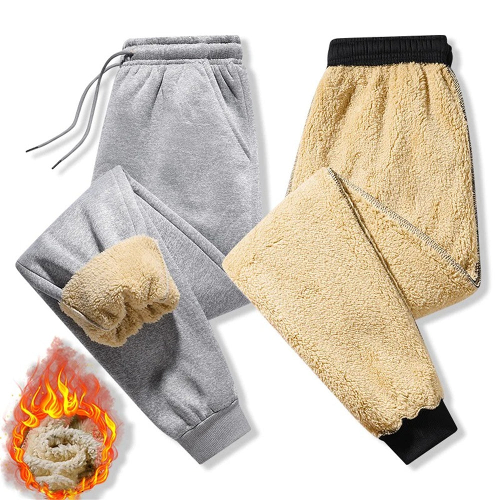 Winter Fleece Pants Thick Warm Thermal Trousers Men Fitness Drawstring Pants Jo image 3
